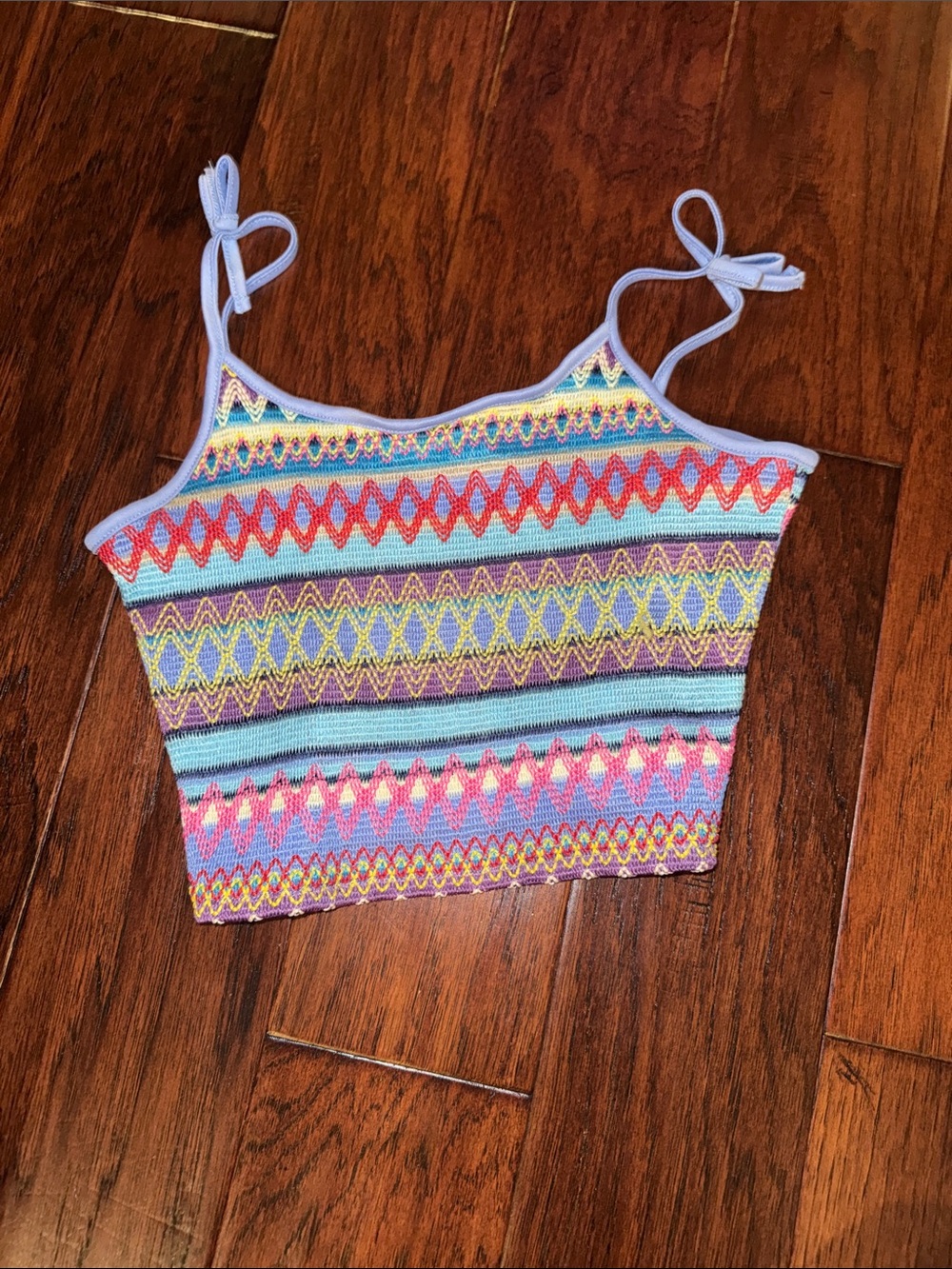 SHEIN Multicolor Knit Crop Tank with Ties